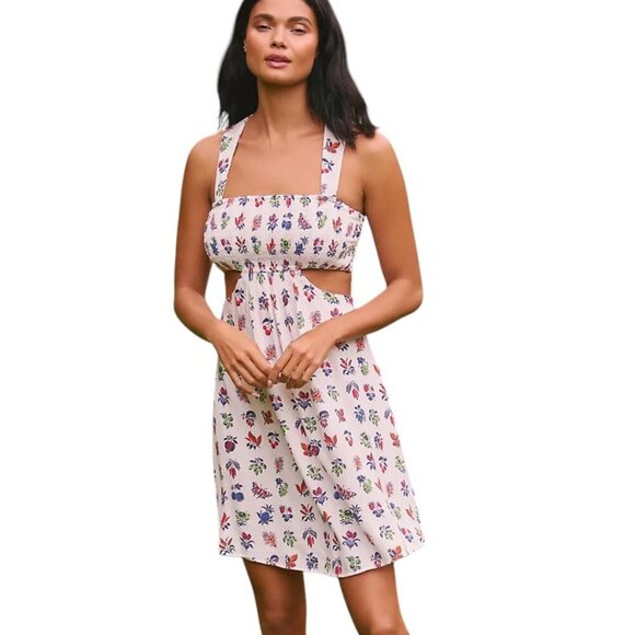 Anthropologie The Piper Bandeau Cutout Mini Dress Smocked, Floral, Size M, NWT - Picture 2 of 10